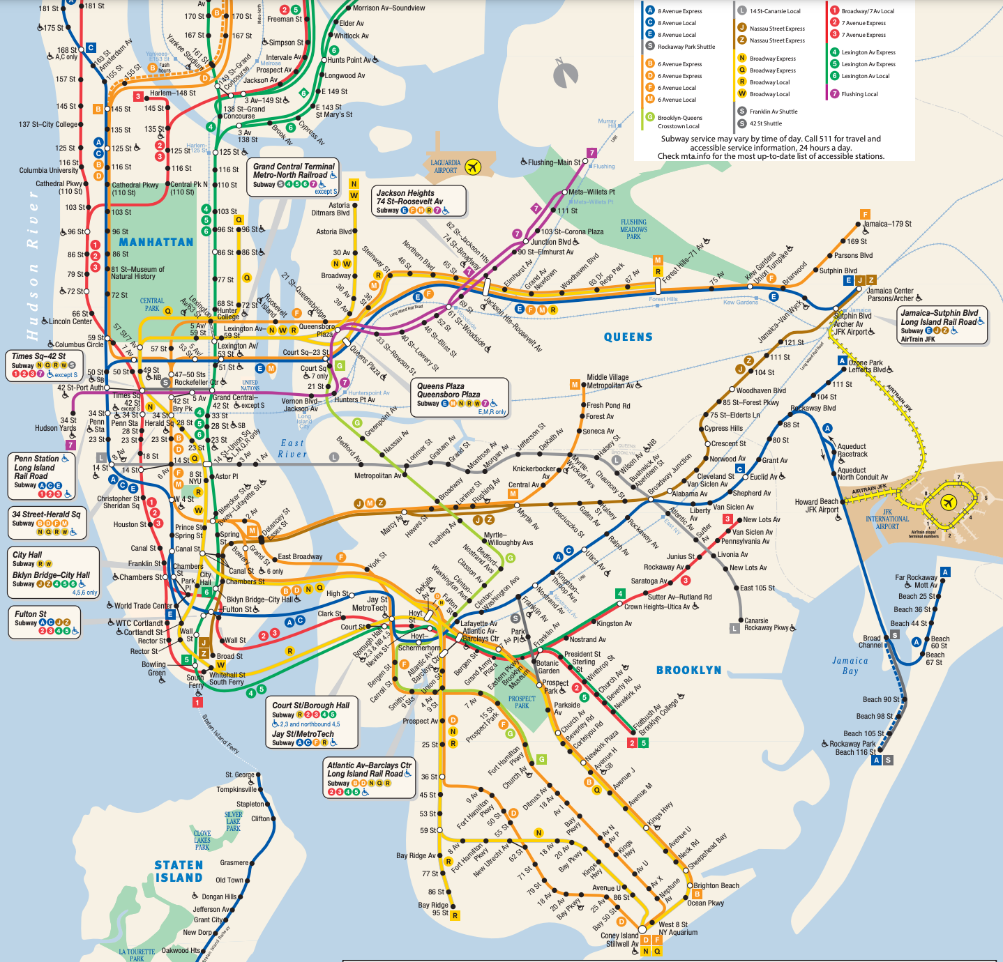 NYC metro map, public transport